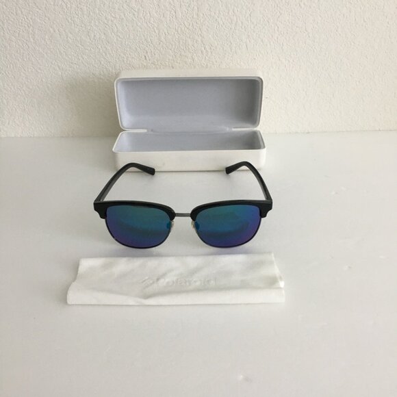 Polaroid Mirror Sunglasses Dark Gunmetal Full Rim Clubmaster Size 54-18-147 main image 10